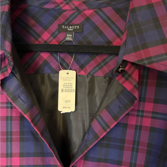NWT Talbots Silk Blend Pink and Purple Plaid Shirt Dress with Belt - Picture 5 of 8